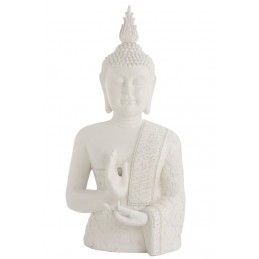 BOUDDHA ZEN RÉSINE BLANC