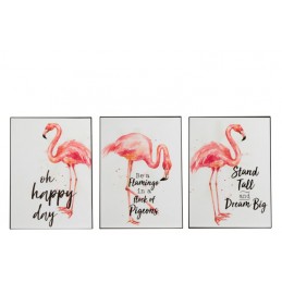 PANCARTE FLAMANT ROSE METAL...